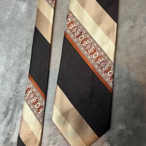 Christian Dior Cravates Paris New York Striped Polyester Necktie Mens Formal